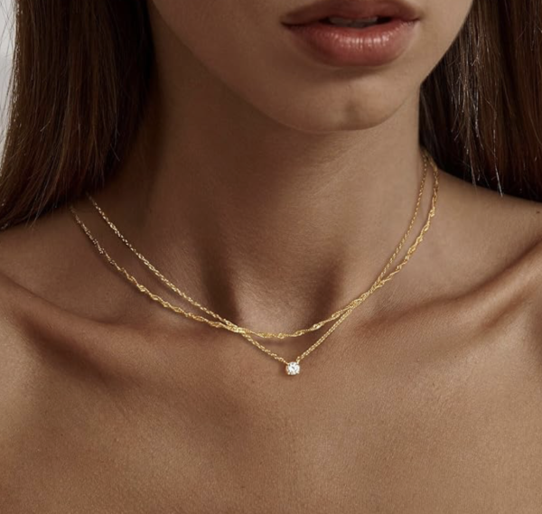 Diamond Necklaces for Women, Dainty 14k Gold/Sterling Silver Choker Necklace Simple Gold Plated CZ Jewelry Necklaces for Women Trendy Gifts